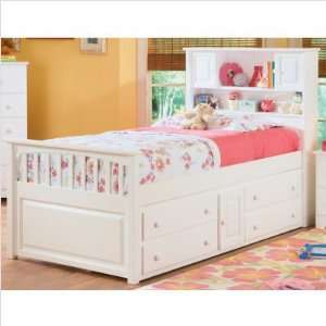  Bundle 72 Captains Bookcase Bed Color White, Size Full 