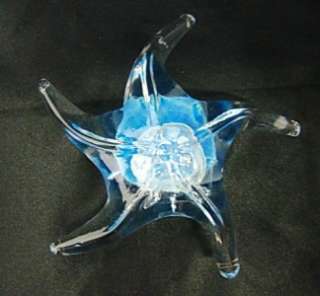 New Glow in the Dark Glass Blue Starfish Paperweight  