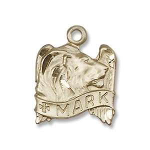   St. Mark Medal Pendant Charm with 18 Gold Chain in Gift Box Jewelry