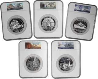 pc 2010 America the Beautiful (5 oz) Silver 25C Set   NGC MS69 Early 