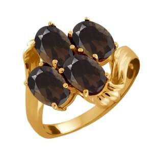    3.00 Ct Oval Brown Smoky Quartz 10k Yellow Gold Ring Jewelry