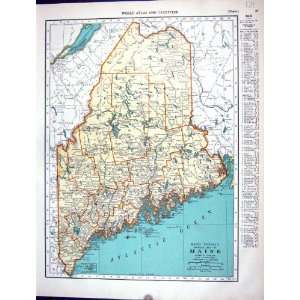  Collier Antique Map 1936 Rand Mcnally Maine America Maryland 