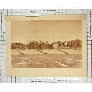  ANTIQUE PRINT VIEW WHITSTABLE ENGLAND BEACH HOUSES