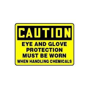 CAUTION EYE AND GLOVE PROTECTION MUST BE WORN WHEN HANDLING CHEMICALS 