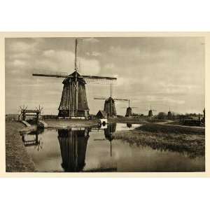  1935 Dutch Windmills Alkmaar Canal Netherlands Holland 