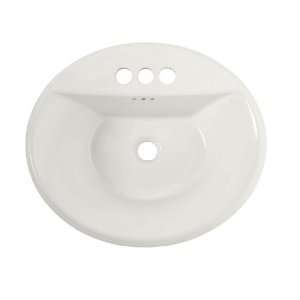   Oval Everclean Surface Countertop Sink, 4 Inch Faucet Holes, White