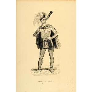  1843 Engraving Costume Man Solomon Islands Body Art 