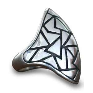  Mens sterling silver domed ring, Pyramidal Puzzle Jewelry