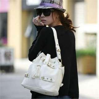 Fashion Womans PU Leather Shoulder Bag Brass Grommet Messenger Bag 