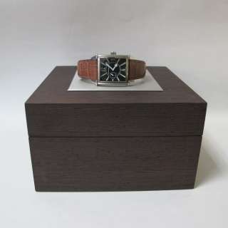   46 hour power reserve and is secured with a brown crocodile strap and