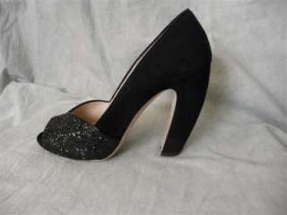   Miu black suede sparkle shoes   38.5/8; Fall Winter 2011/12; Rtl $595