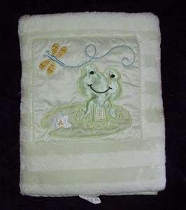Tiddliwinks Furry Plush Green Stripe Frog Baby Blanket  