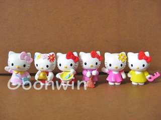 Set of 6pc Hello Kitty Painting Cleaning Series Figure 4cm  