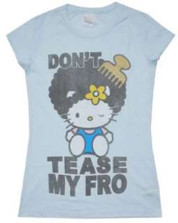    Mighty Fine Woman Afro Hello Kitty Light Aqua T Shirt Clothing