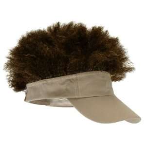   Adult Tan Visor with Brown Afro / Tan   One Size 