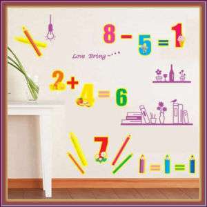 LEARNING ARITHETIC♥REMOVABLE WALL STICKERS DECALS 4KIDS  