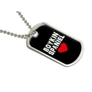 Boykin Spaniel Love   Black   Military Dog Tag Luggage Keychain