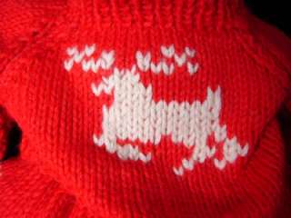 OOAK Christmas Handmade Knit Reindeer Sweater Skirt Muff Newborn 6 mo 