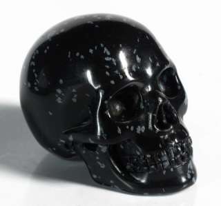 Snowflake Obsidian Carved Crystal Skull, Realistic, Crystal Healing 