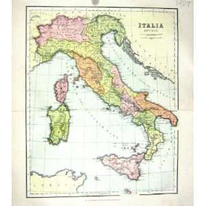  CHAMBERS ANTIQUE MAP c1906 ITALY SARDINIA CORSICA SICILY 