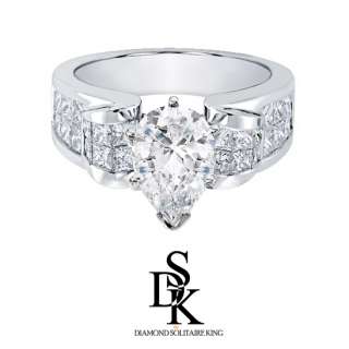 55 carat SI3 Pear Shape Diamond Engagement Ring 18K  