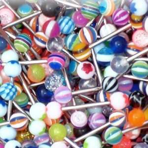  Tongue Ring Assorted Lot of 50 Piercing Barbells Surgical 