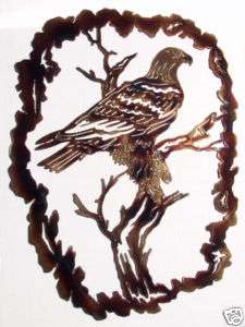 EAGLE TREE WILDLIFE METAL ART RUSTIC CABIN LODGE DECOR  
