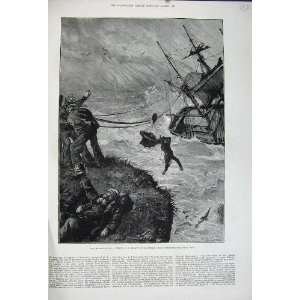  1880 Storm Ship Wreck Barque Balitham Plymouth Fine Art 