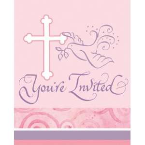  Faithful Dove Pink Invitations 8pk