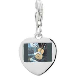  Picassos The Old Guitarist Photo Heart Frame Charm Pugster Jewelry