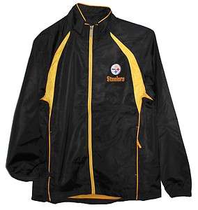 Pittsburgh STEELERS NFL REEBOK Lite Weight Black JACKET with Gold 