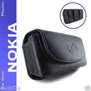 BLACK PREMIUM LEATHER POUCH CASE FOR NOKIA PHONES COVER WITH BELT CLIP 