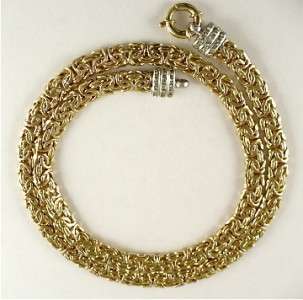 Stunning 18 Byzantine NECKLACE 1/4 wide 14K Solid Gold Chain 23.75g 