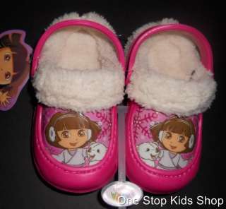 DORA THE EXPLORER Girls 5 6 7 8 9 10 Shoes FLEECE CLOGS Nickelodeon 