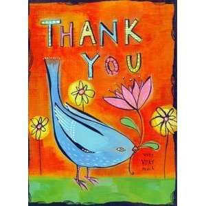  Thank You Orange Blue Thank You Greeting Card   Bird 