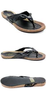 Black Faux Leather Flat Thong Sandals Size 11  
