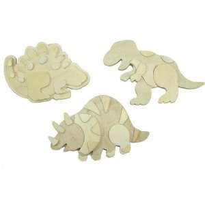 PKG (12) Stylized Wooden Dinosaur Plaques with Raised Details. Approx 