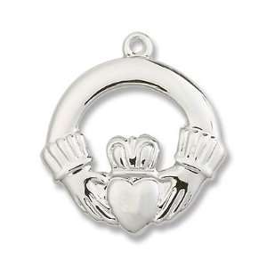  Sterling Silver Claggagh Medal Pendant with 24 Stainless 
