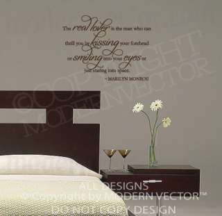 MARILYN MONROE Quote Vinyl Wall Decal THE REAL LOVER  