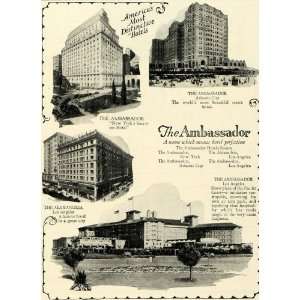  1924 Ad Ambassador Hotels New York Los Angeles Atlantic 