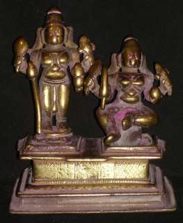 Antique Hindu Traditional Indian Bronze Statue God Shiva And Shakti 