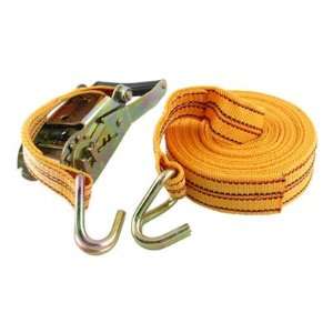   Cargo Truck Striped Band Metal Hooks Ratchet Tie Down Strap 6.4M 21ft