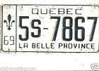 1969 QUEBEC~5S 7867~​LA BELLE PROVINCE~LICENS​E PLATE~TAG