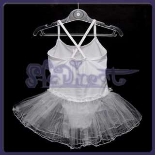 White Girls Fairy Dress Ballet Dance Tutu Leotard 6 7T  