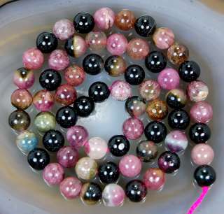 NO.37 7mm Natural Colorful Tourmaline Round Beads 16  