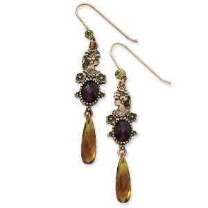   tone Olivine/Dark Purple Crystal Drop Earrings 1928 Boutique Jewelry