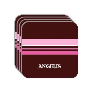 Personal Name Gift   ANGELIS Set of 4 Mini Mousepad Coasters (pink 