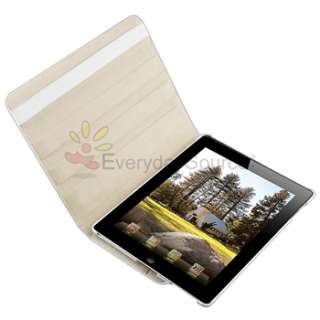 For iPad 2 White Crocodile Magnetic Cover Leather Case 360 Rotating 