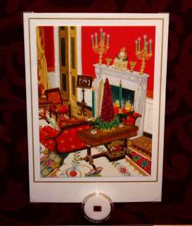 GEORGE W BUSH WHITE HOUSE Christmas Card, Frame, Red Room JFK artifact 