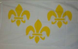 Fleur de Lis 3 Gold on White France 3x5 Flag   